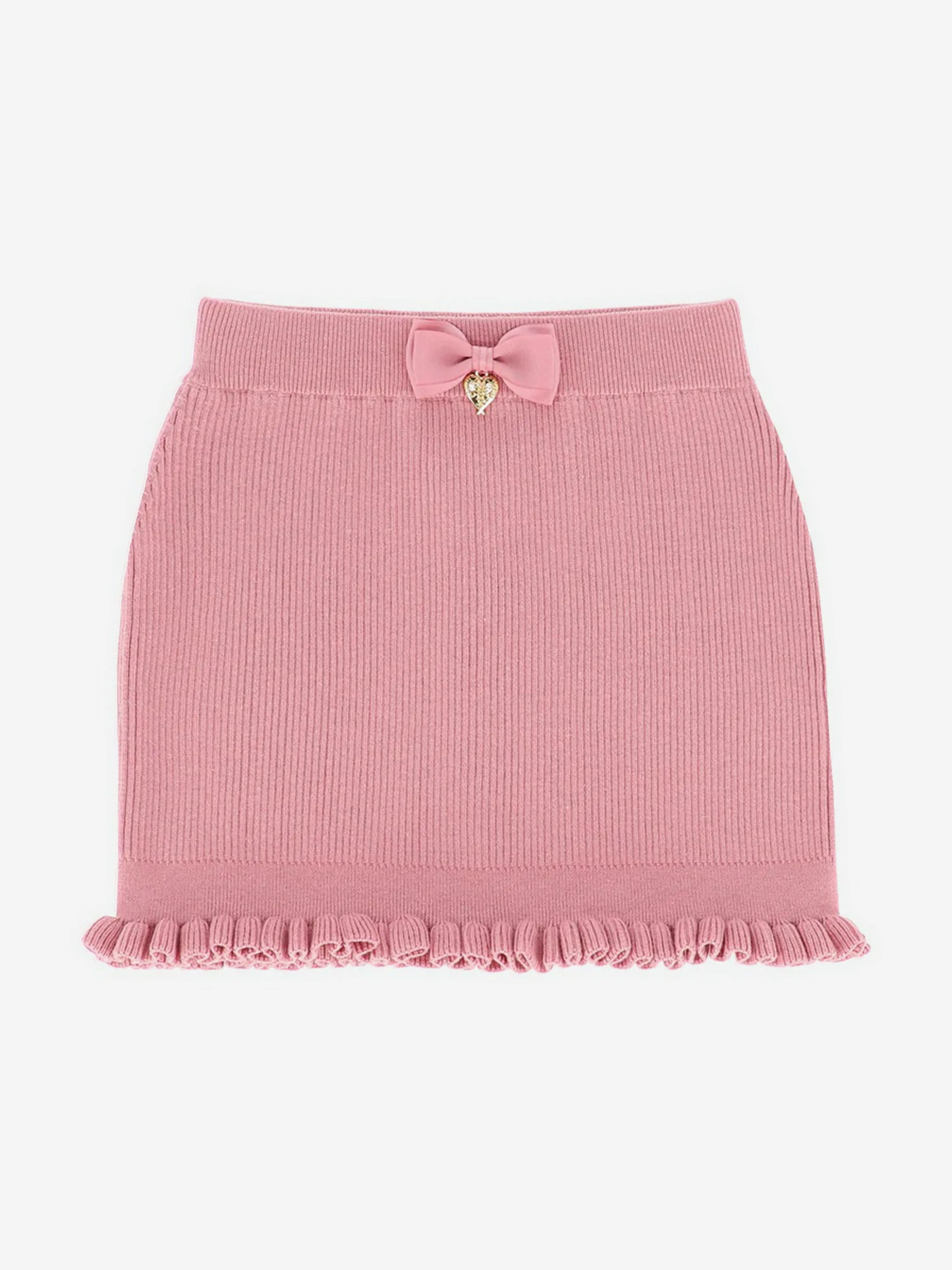 Angels Face Girls Troy Rib Knitted Skirt in Pink