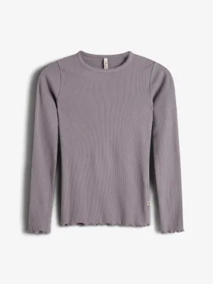 Basic Modal Long Sleeve Rib T-shirt - Tween - Dusty Purple