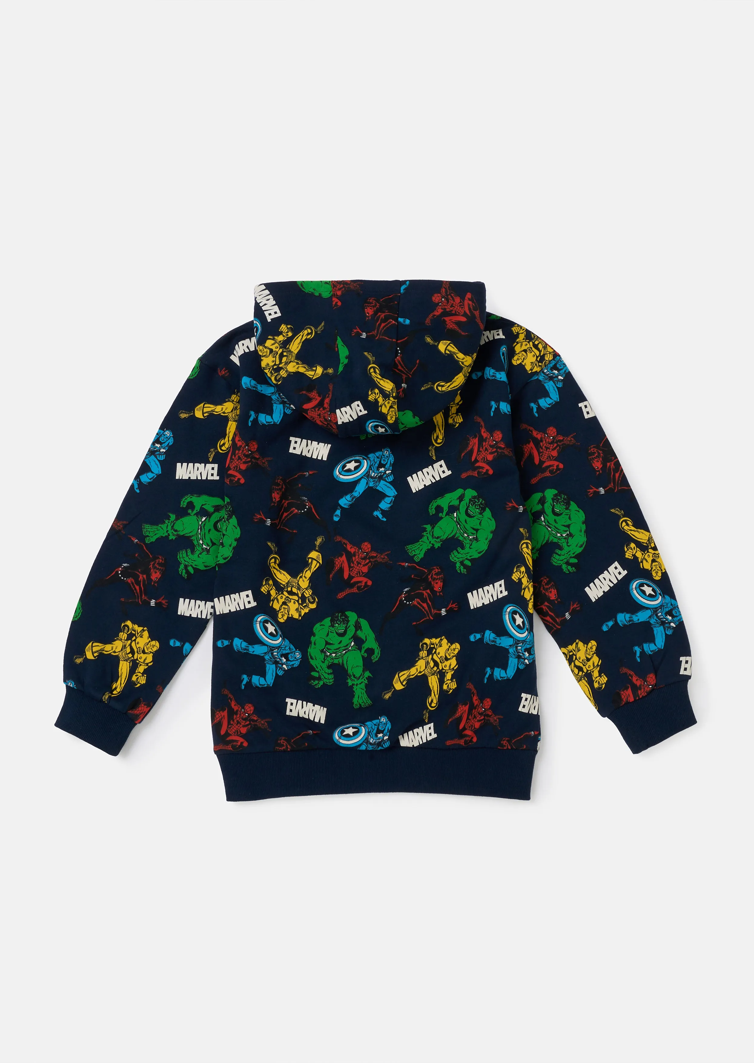 Black Marvel Print Hoodie