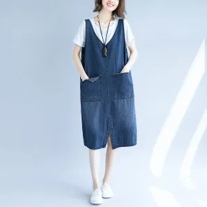 Expressions Dark Blue Denim Overall Dress