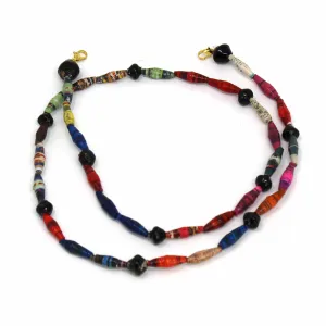 Face Mask/Eyeglass Paper Bead Chain, Small Black Beads