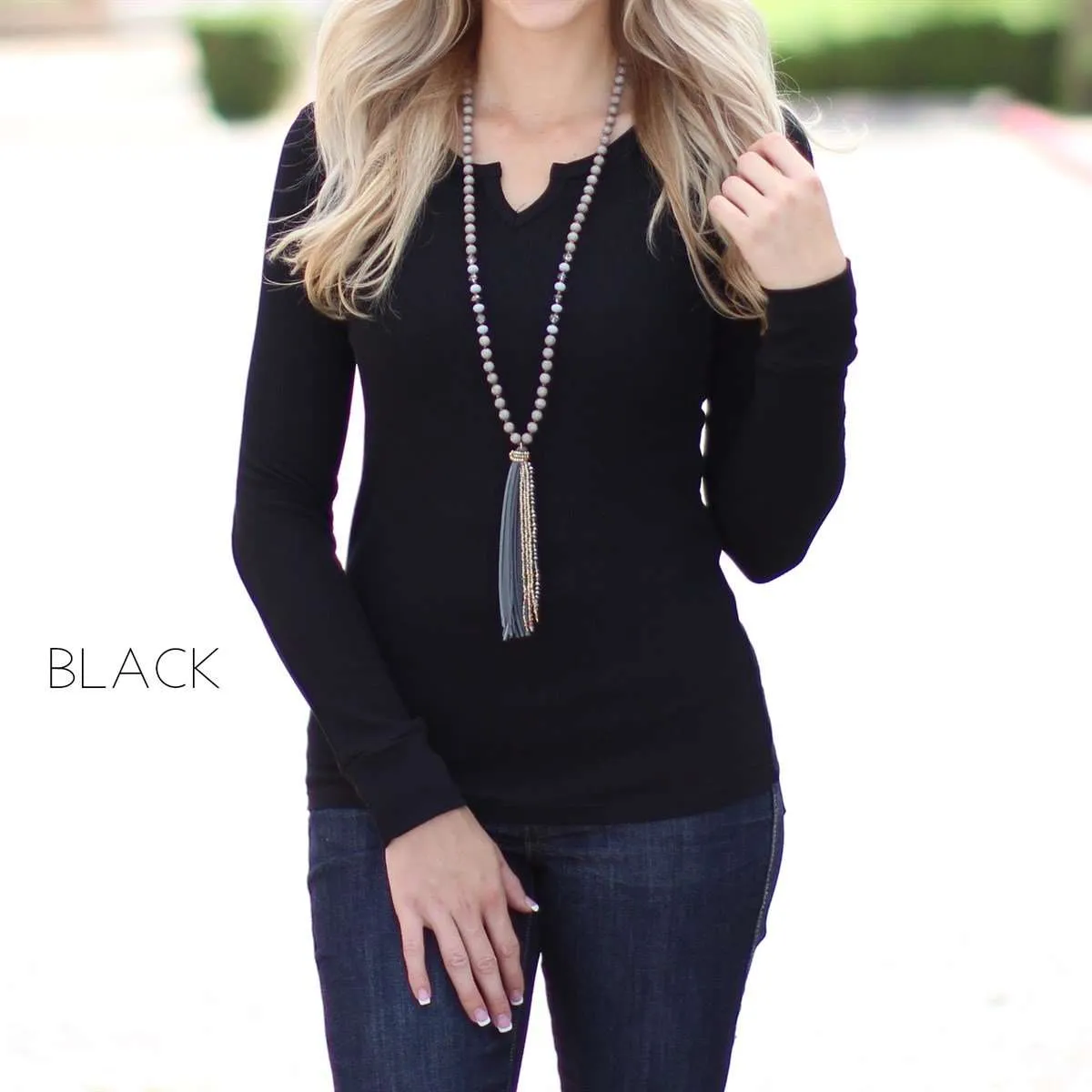 Fall Split Neck Thermal Top