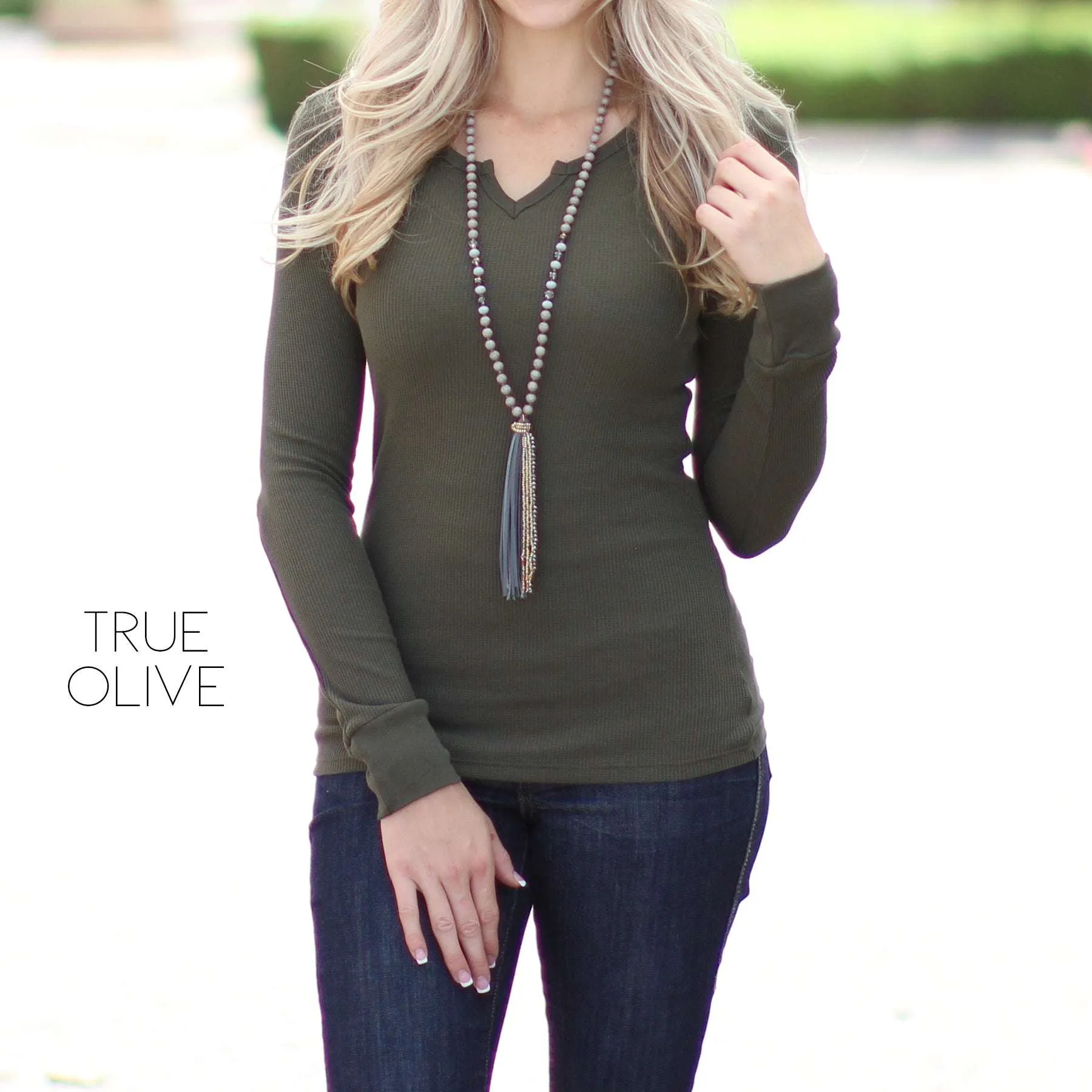 Fall Split Neck Thermal Top