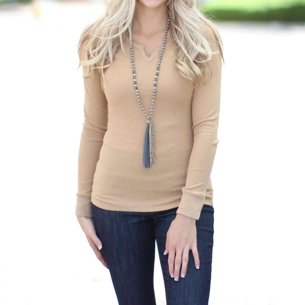 Fall Split Neck Thermal Top