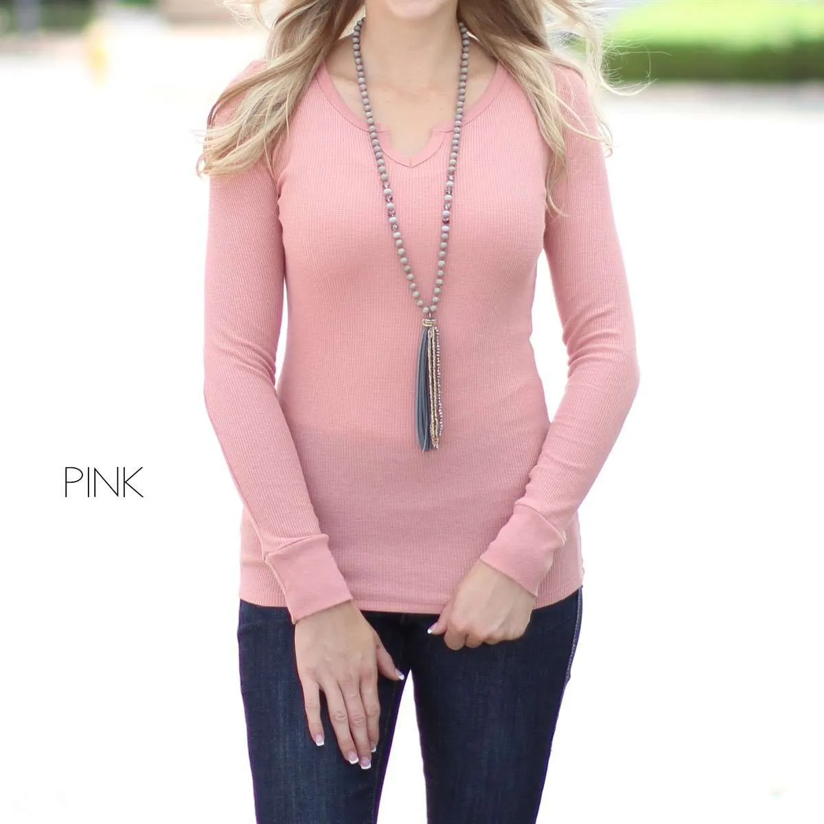 Fall Split Neck Thermal Top