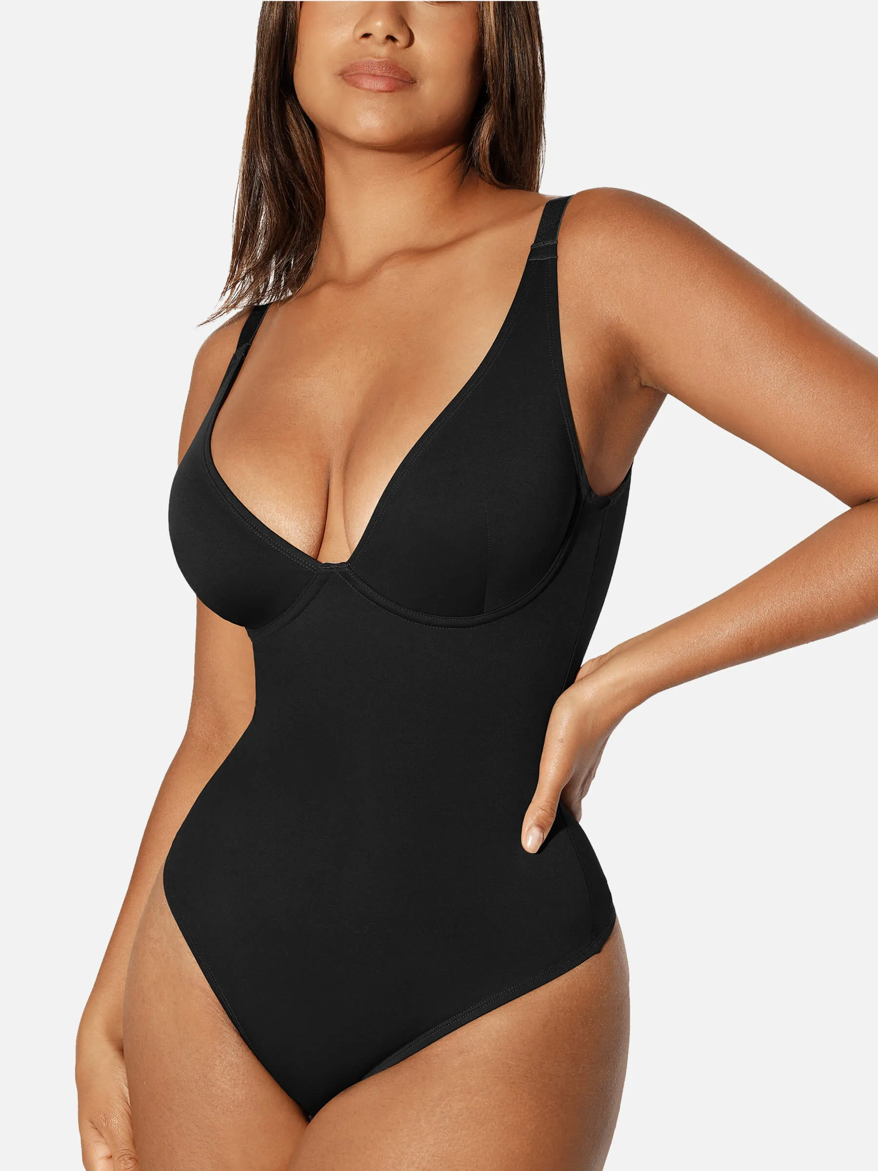 Feelingirl V Neck Tummy Control Thong Shapewear