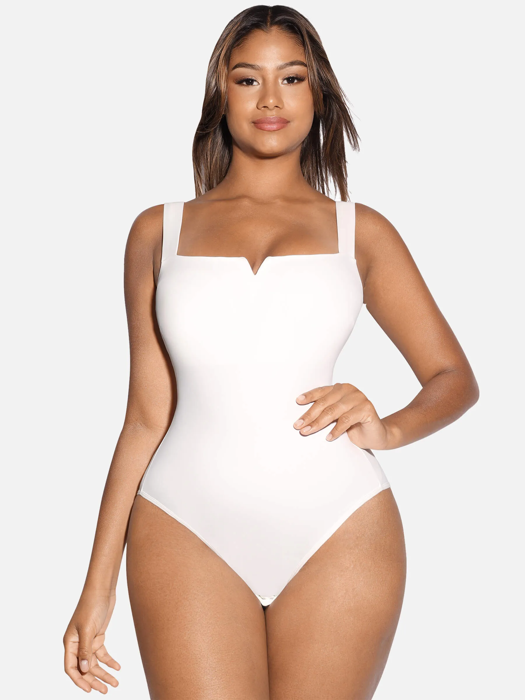 Feelingirl V Neck Tummy Control Thong Shapewear