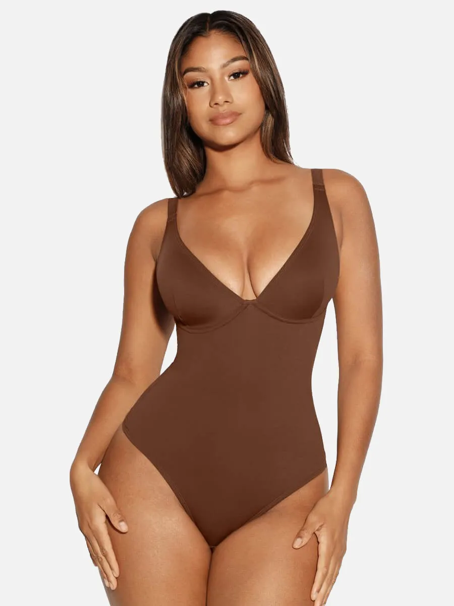 Feelingirl V Neck Tummy Control Thong Shapewear