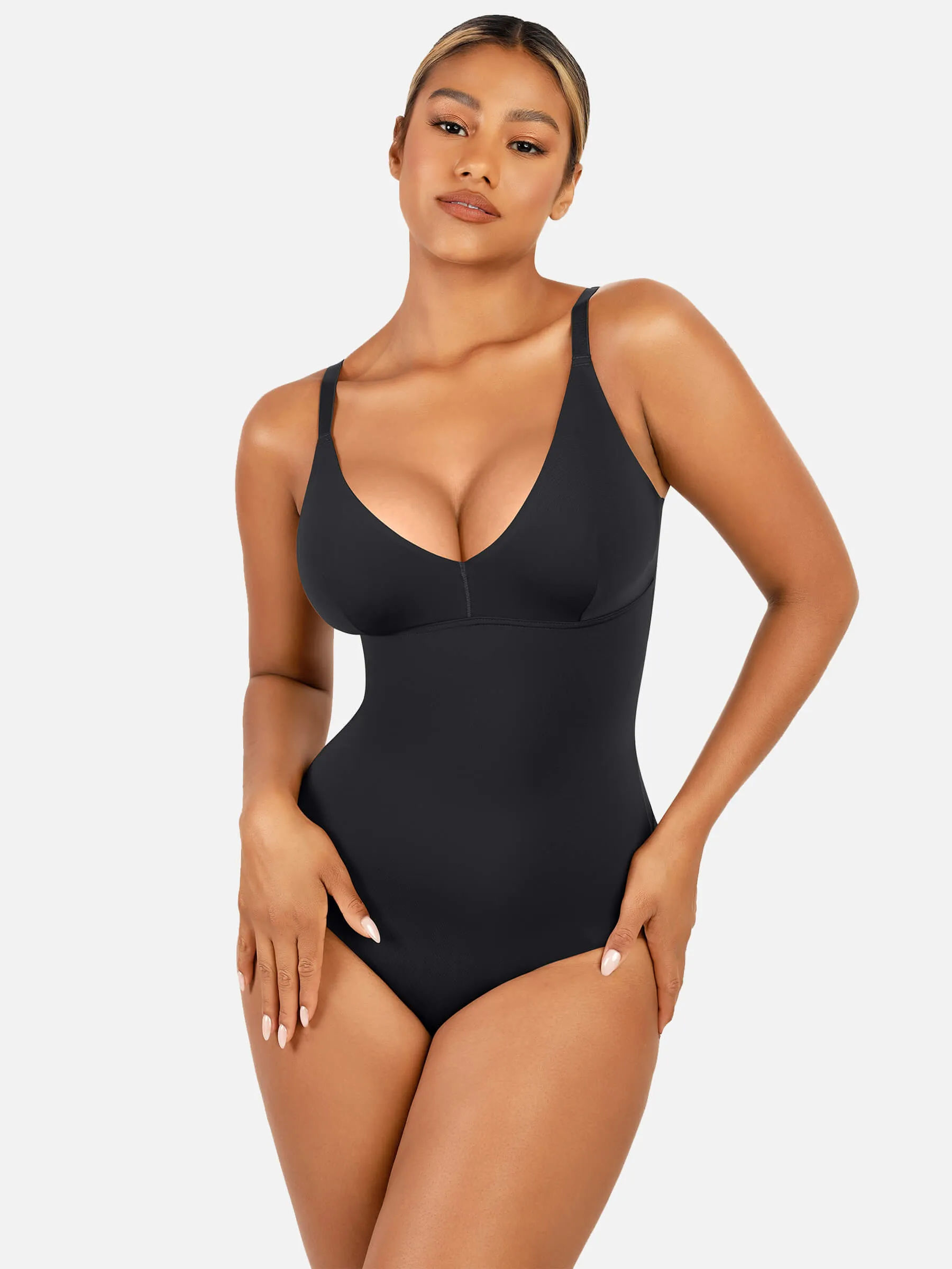 Feelingirl V Neck Tummy Control Thong Shapewear