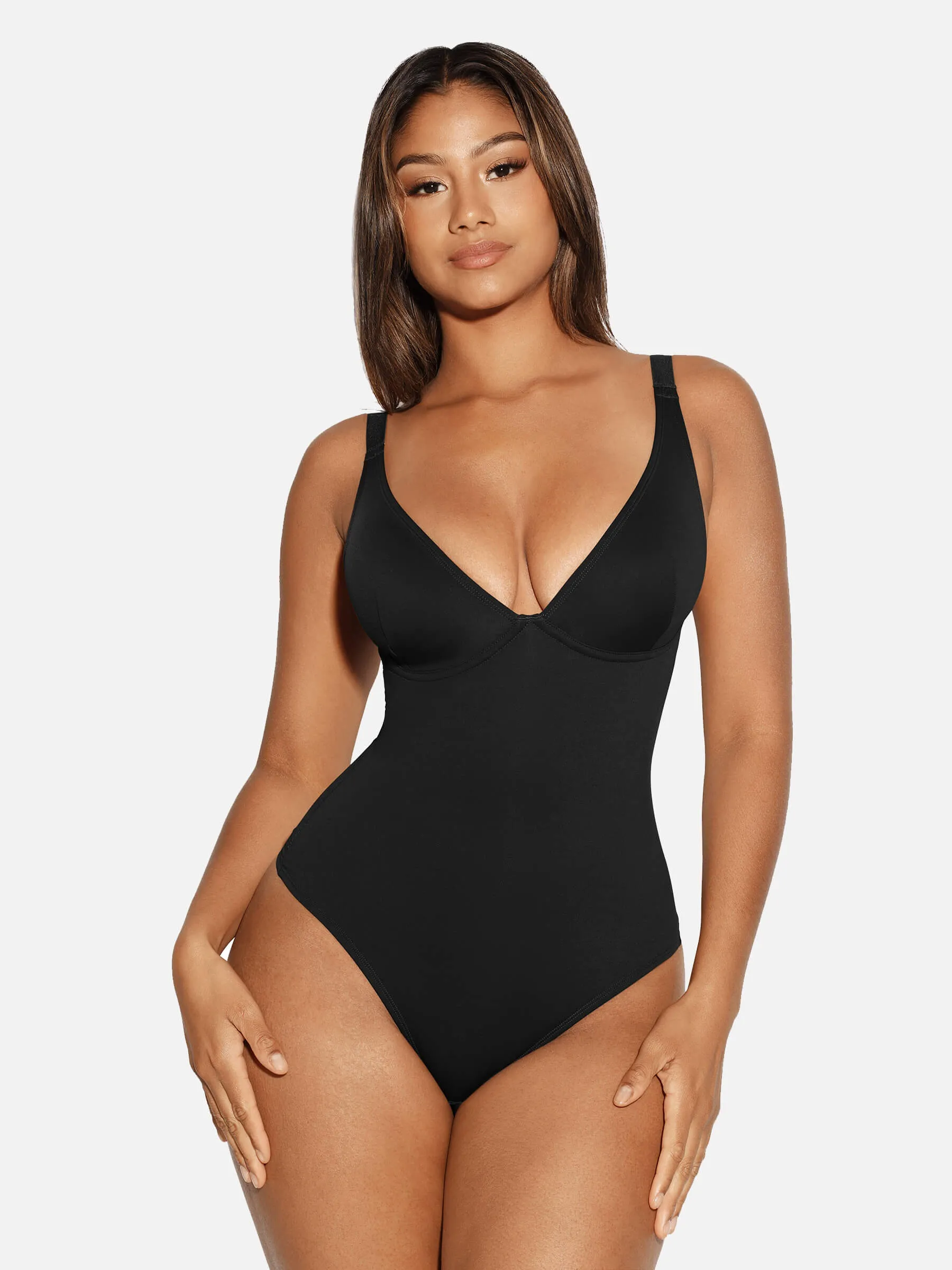 Feelingirl V Neck Tummy Control Thong Shapewear