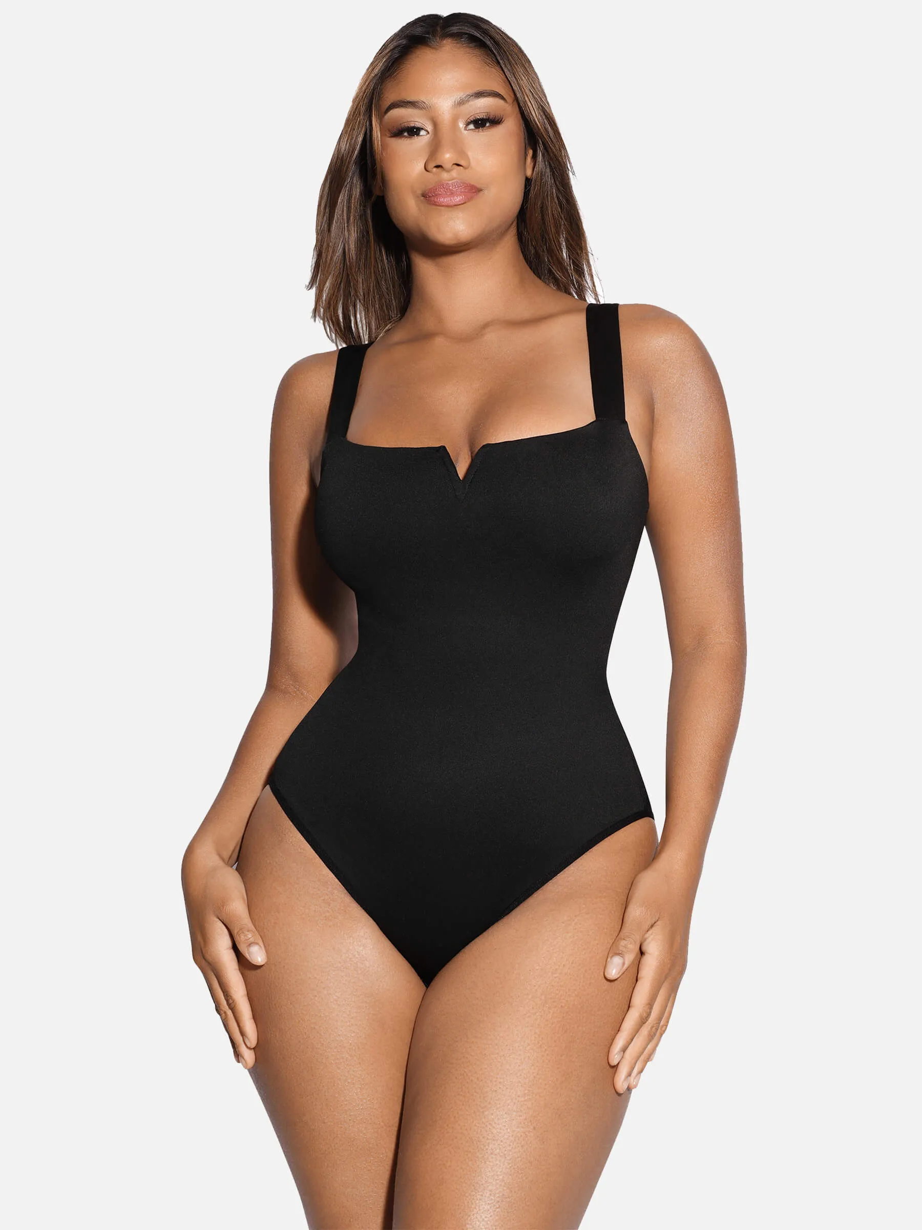 Feelingirl V Neck Tummy Control Thong Shapewear