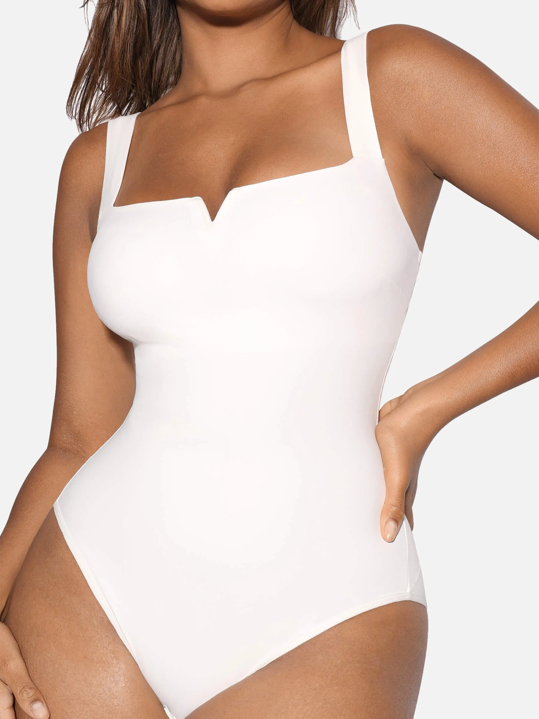 Feelingirl V Neck Tummy Control Thong Shapewear