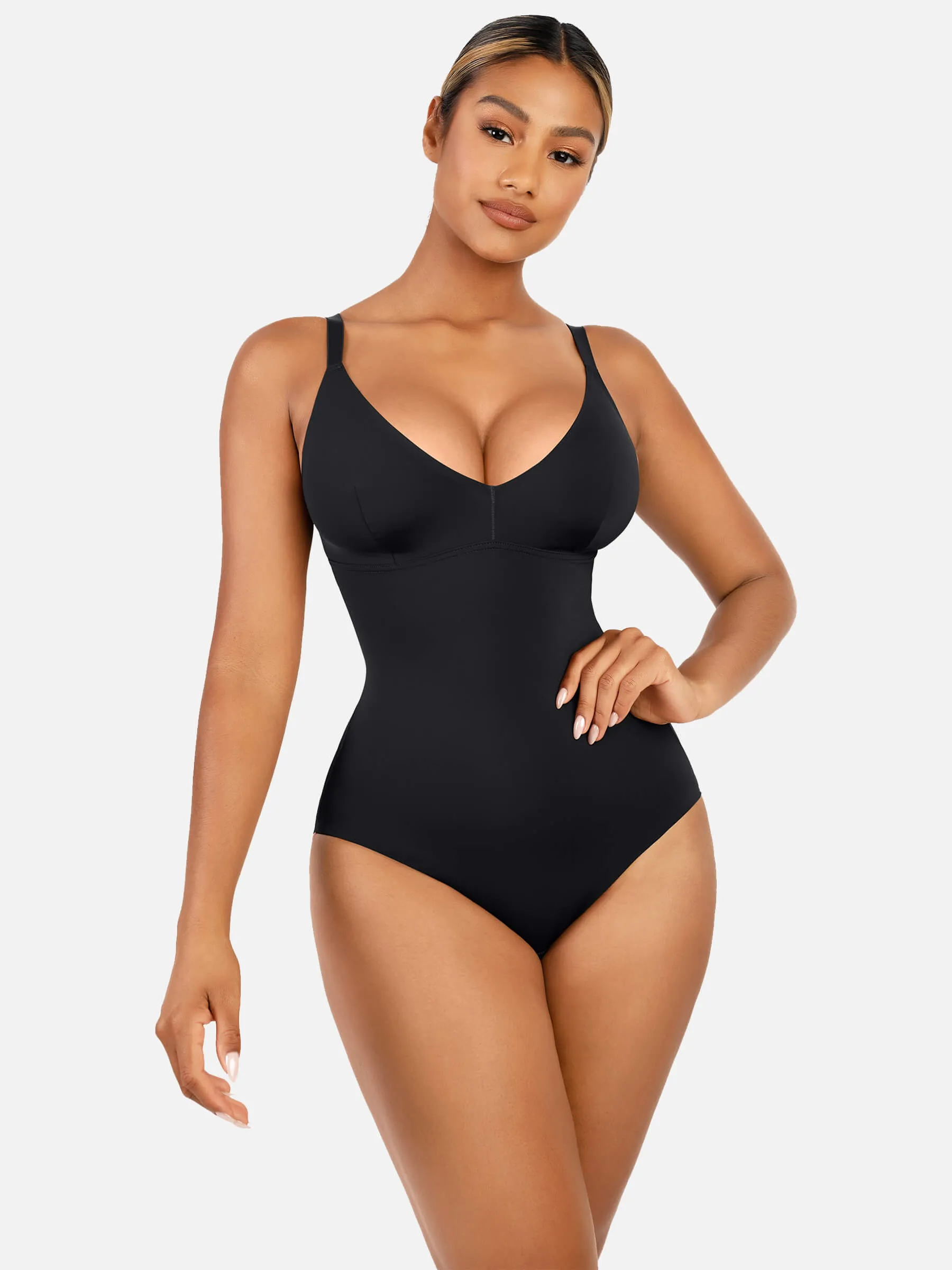 Feelingirl V Neck Tummy Control Thong Shapewear