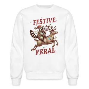 Festive But Feral Raccoon Christmas Sweatshirt