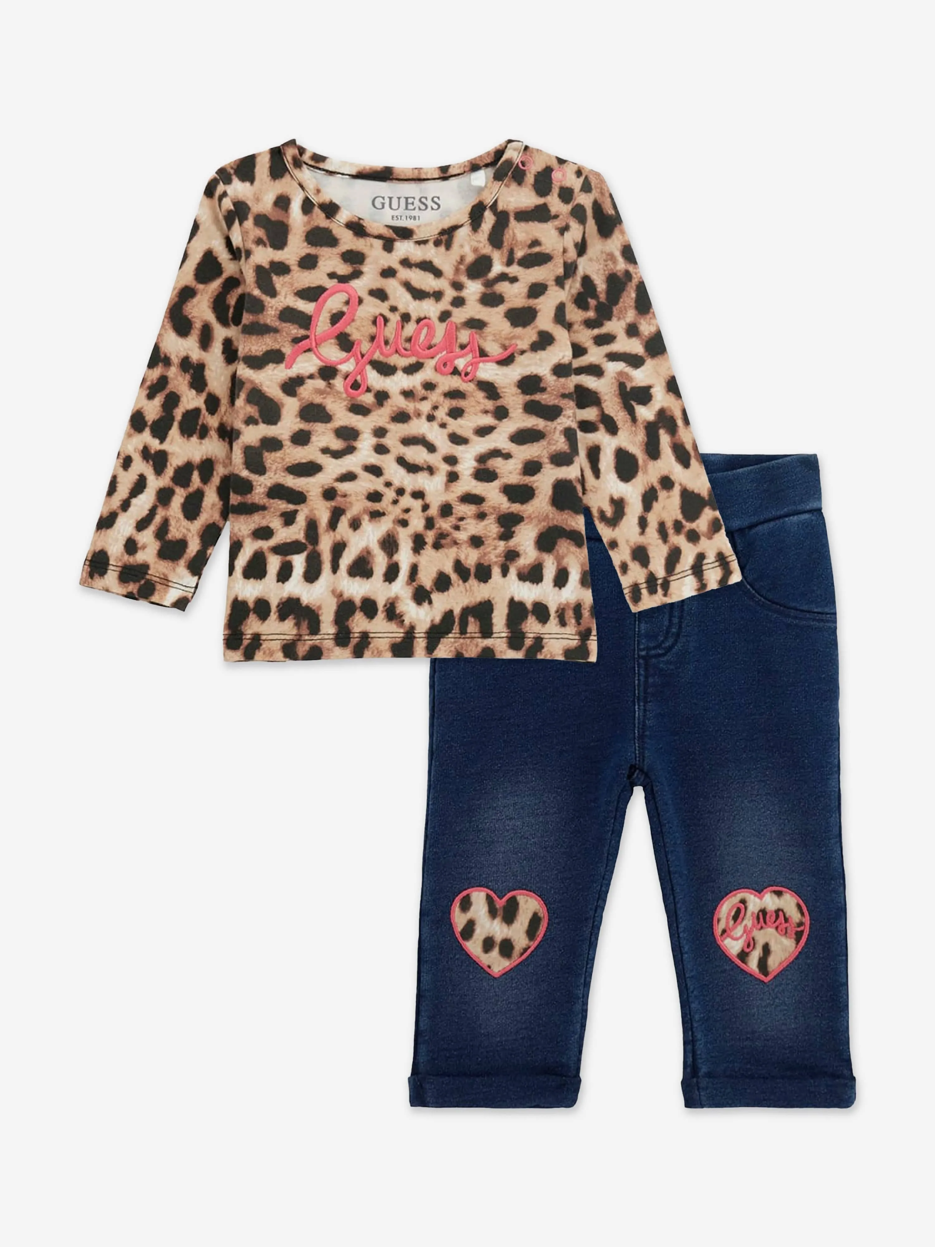 Guess Baby Girls T-Shirt And Denim Pants Set in Multicolour