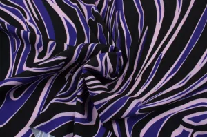 Heavy Viscose Cadi Fabric - Abstract Print - Purple