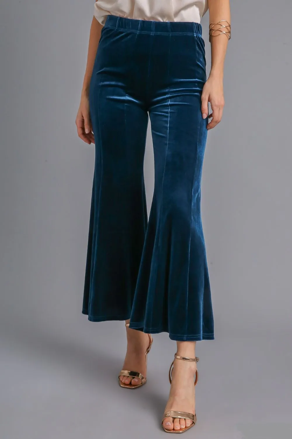 High Rise Elastic Waist Flare Pants