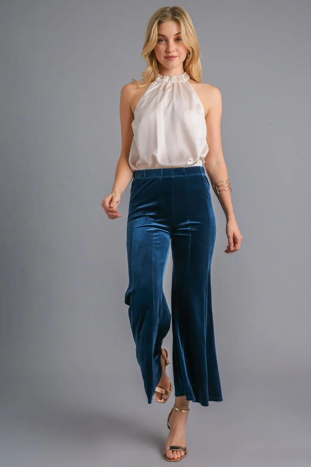 High Rise Elastic Waist Flare Pants