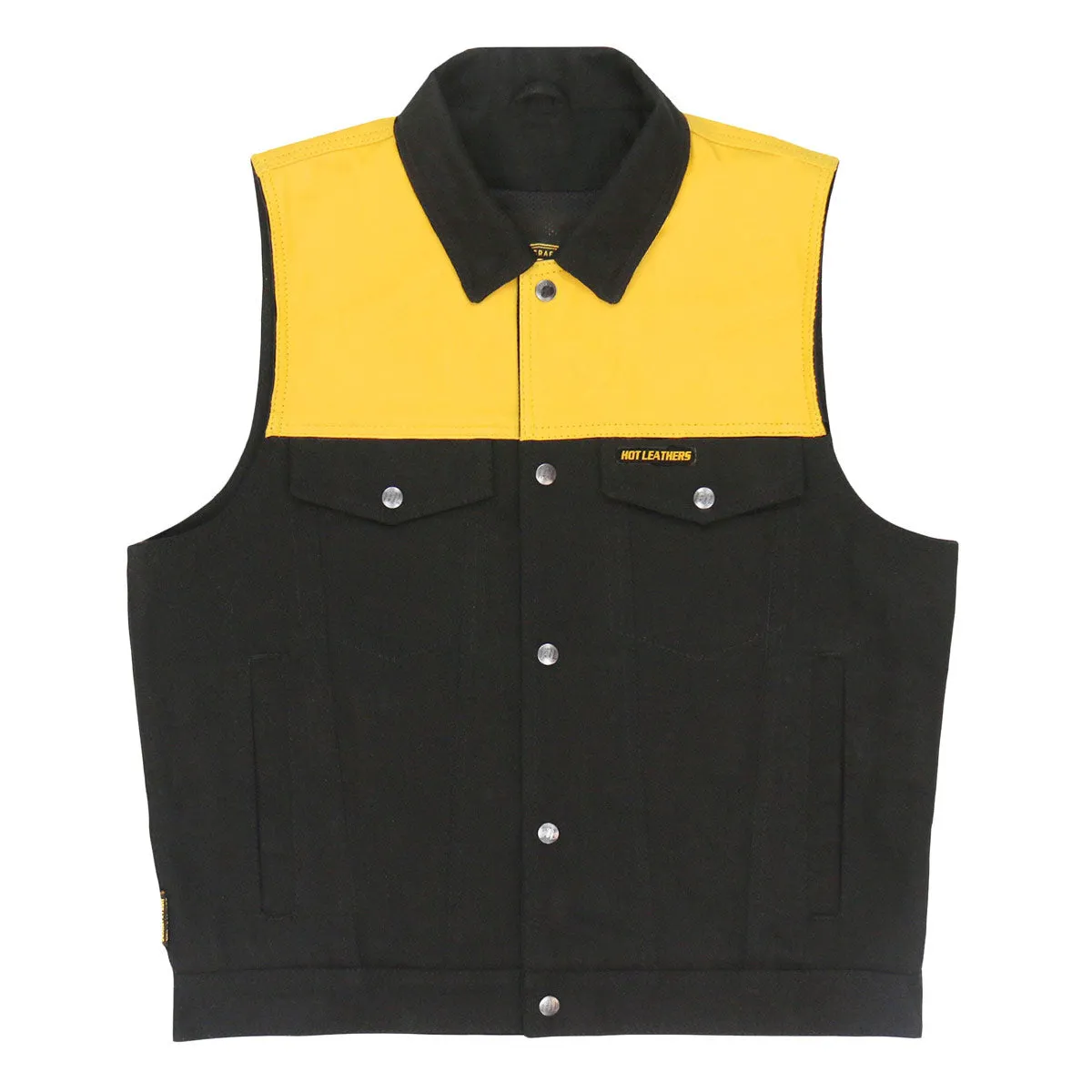 Hot Leathers VSM6104 Men's '2-Tone' Leather and Denim Club Style Biker Vest