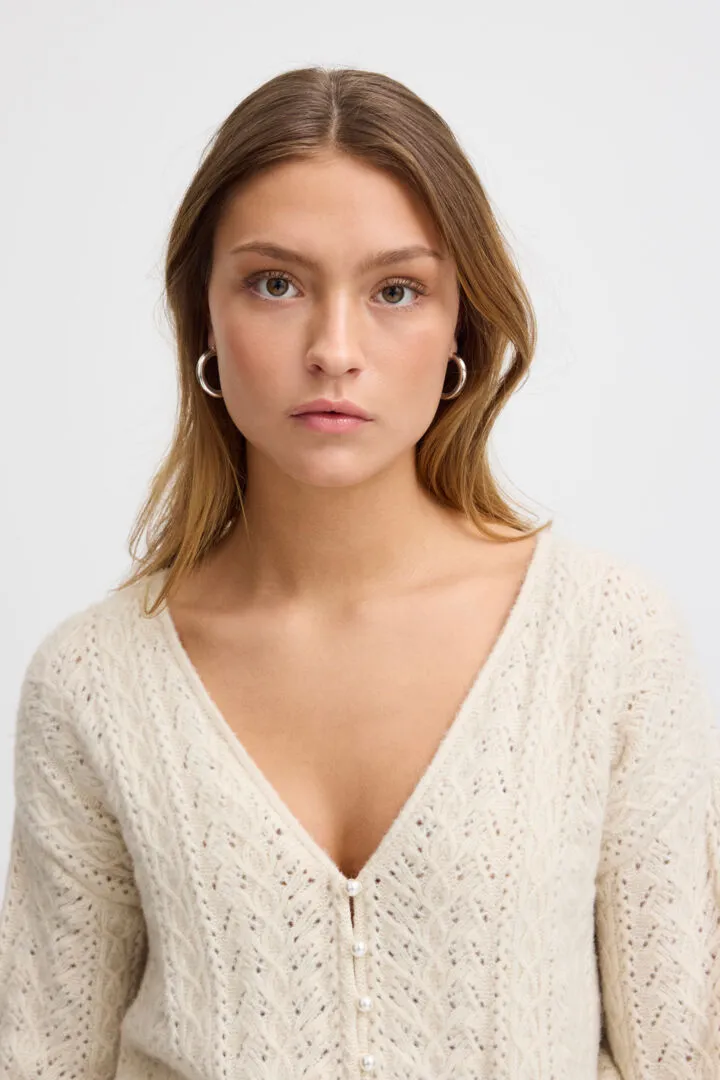 Ichi Liyanna Cardigan-Almond Milk-20121568