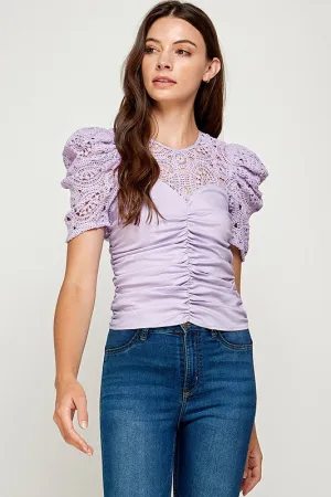 Lavender Crochet Shoulder Top