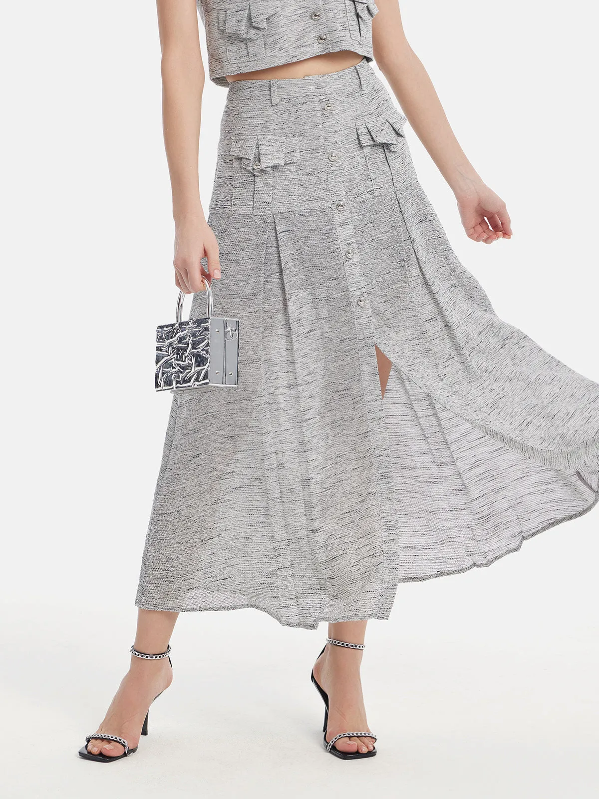 Light Grey Minimalist A-line Skirt