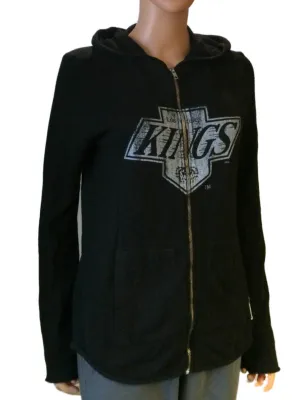 Los Angeles Kings Retro Brand Women Black Quad Blend Full Zip Hoodie Jacket