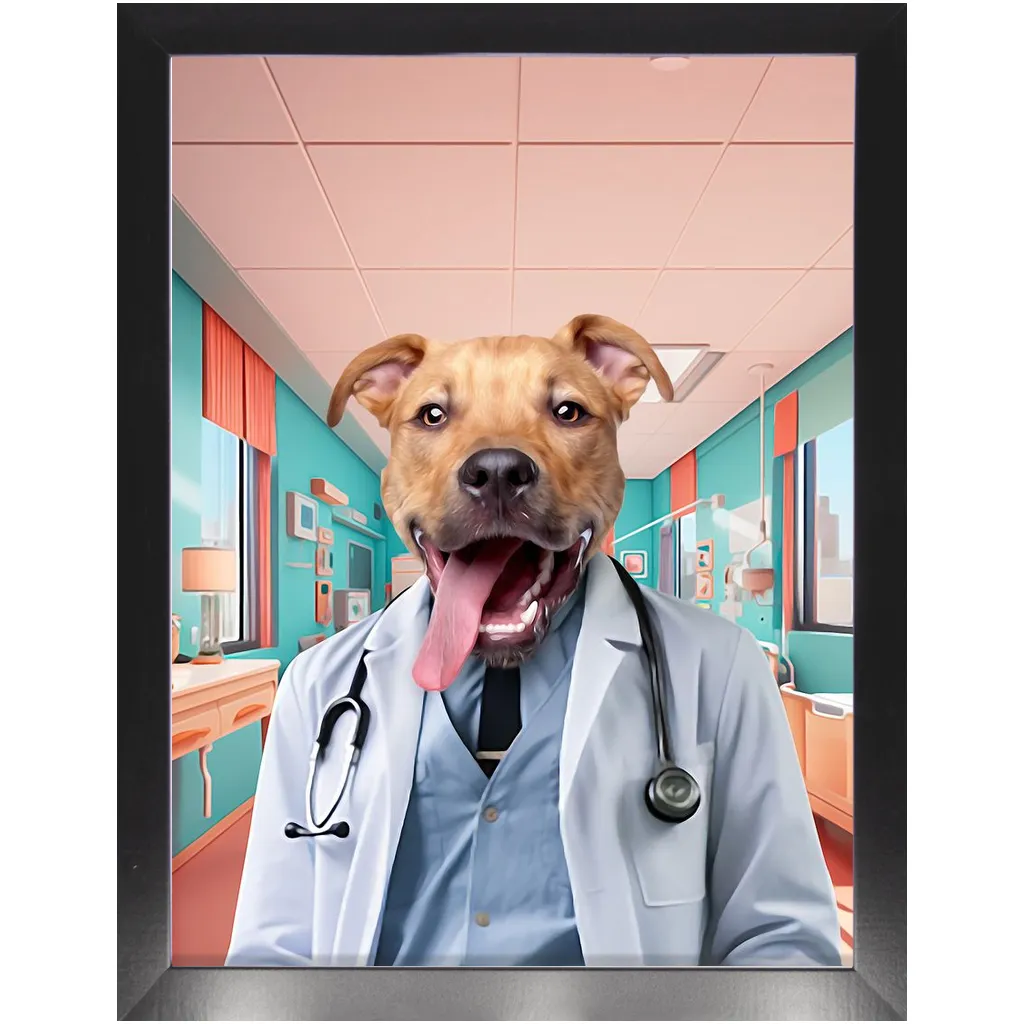 LOVE DOCTOR - Doctor Inspired Custom Pet Portrait Framed Satin Paper Print