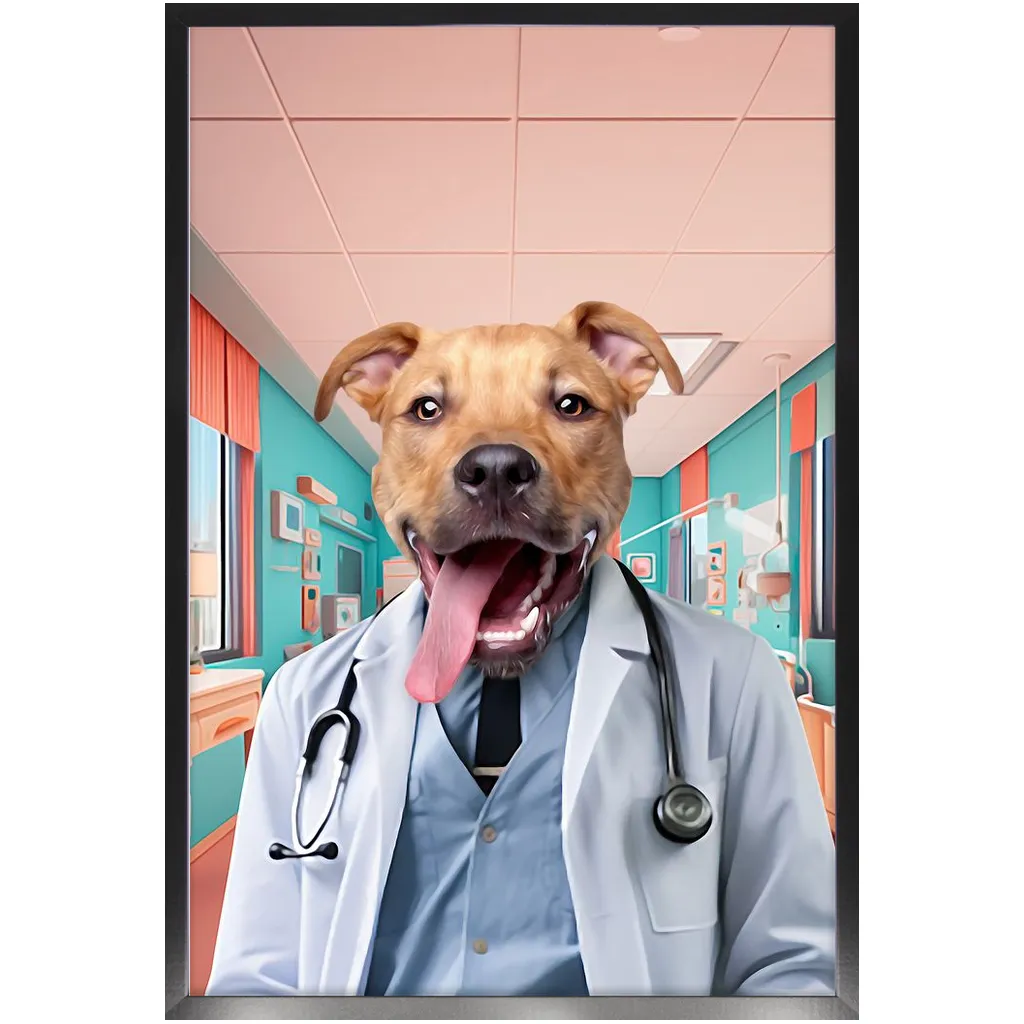 LOVE DOCTOR - Doctor Inspired Custom Pet Portrait Framed Satin Paper Print