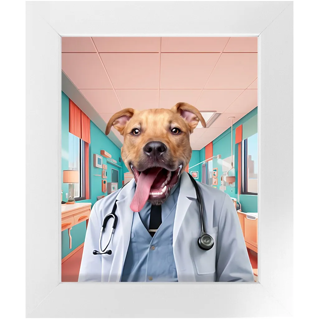 LOVE DOCTOR - Doctor Inspired Custom Pet Portrait Framed Satin Paper Print