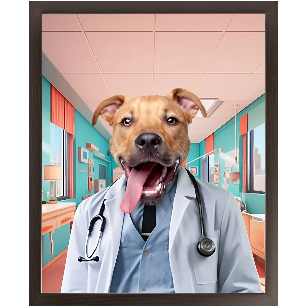 LOVE DOCTOR - Doctor Inspired Custom Pet Portrait Framed Satin Paper Print