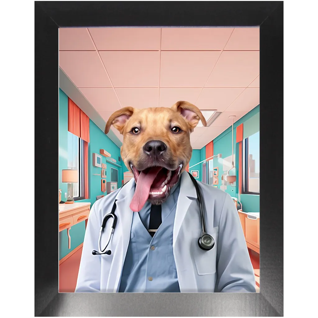 LOVE DOCTOR - Doctor Inspired Custom Pet Portrait Framed Satin Paper Print