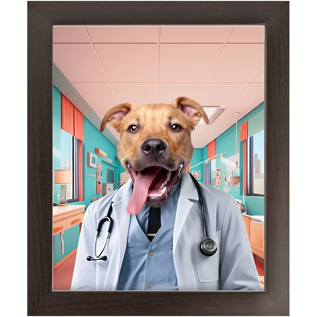 LOVE DOCTOR - Doctor Inspired Custom Pet Portrait Framed Satin Paper Print