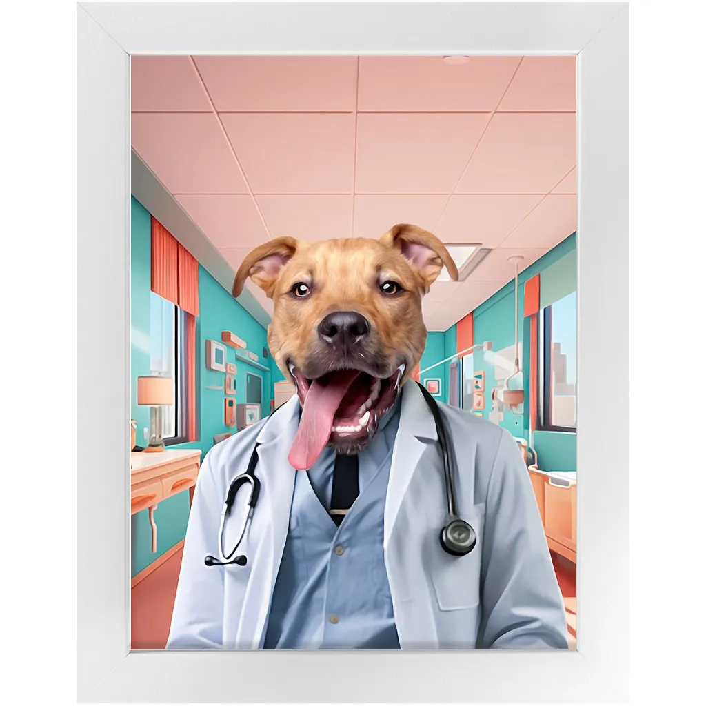 LOVE DOCTOR - Doctor Inspired Custom Pet Portrait Framed Satin Paper Print