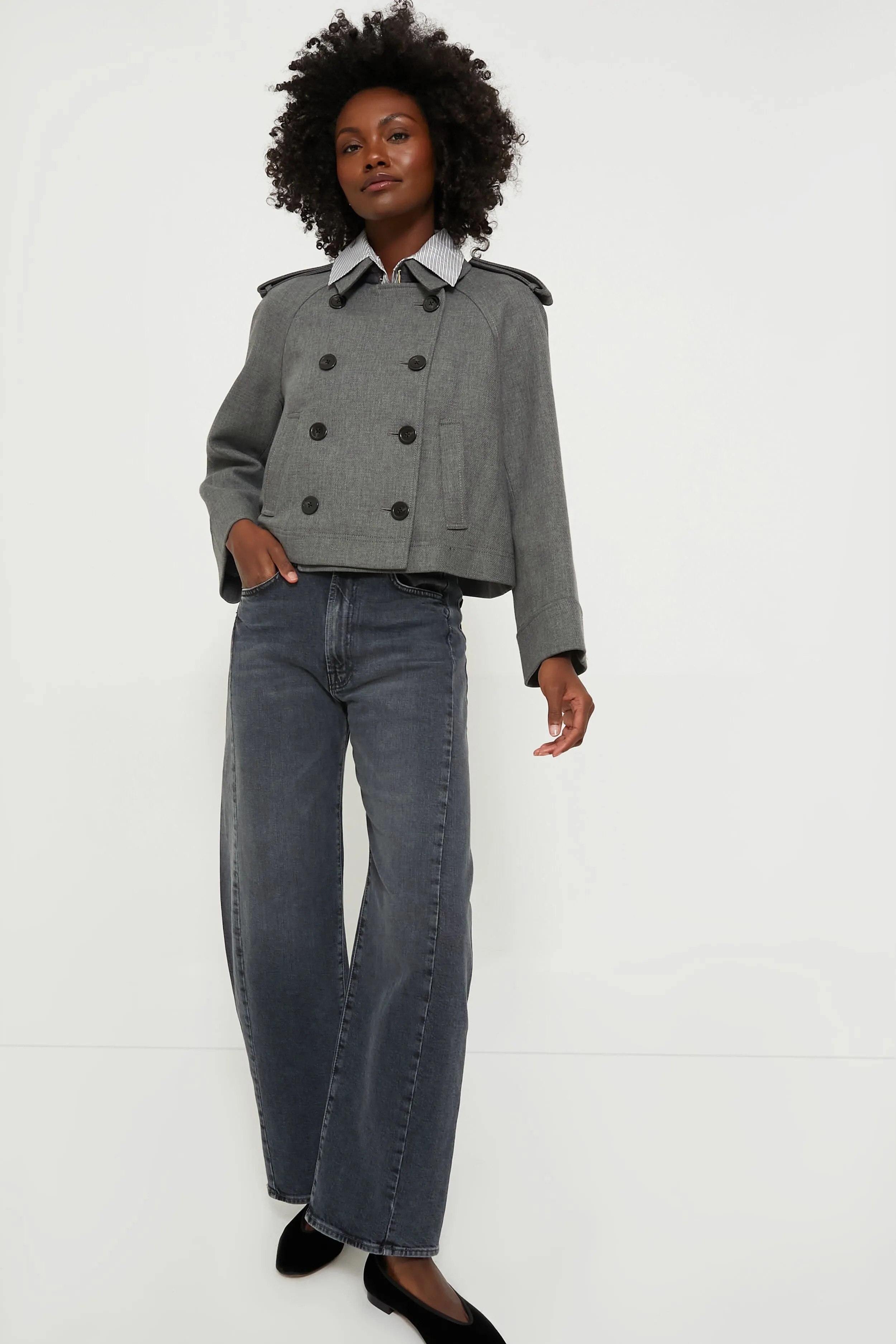 Medium Heather Grey Cropped Conneley Trench