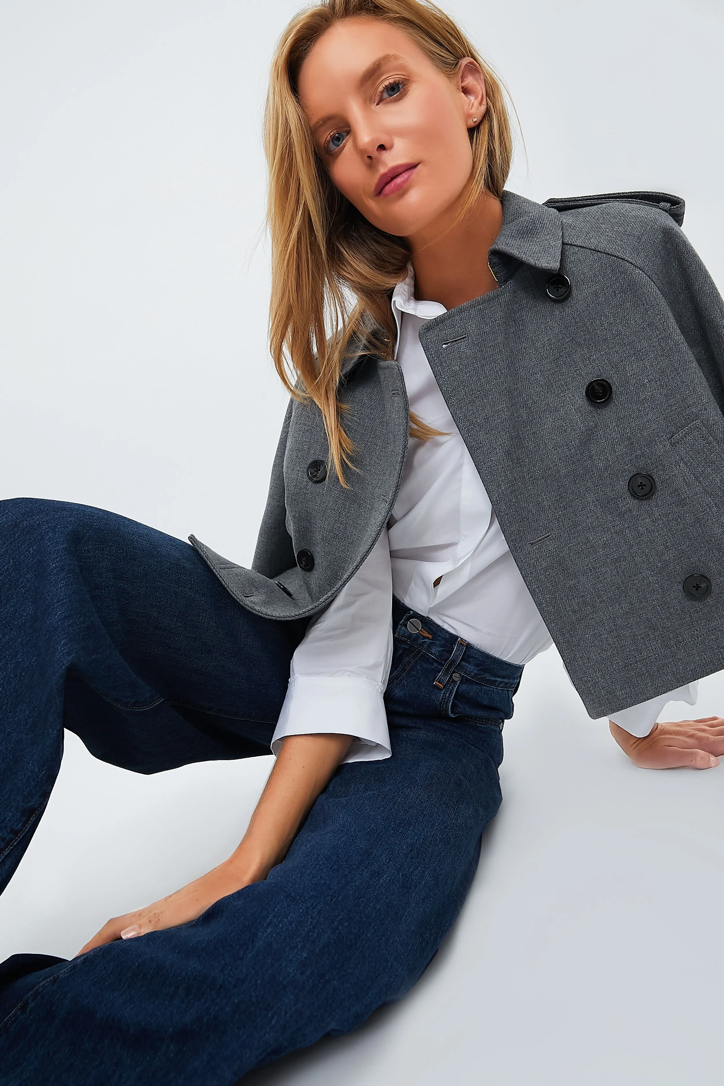 Medium Heather Grey Cropped Conneley Trench