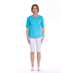 Mid Sleeve Tee by Café Latte - Ocean Blue