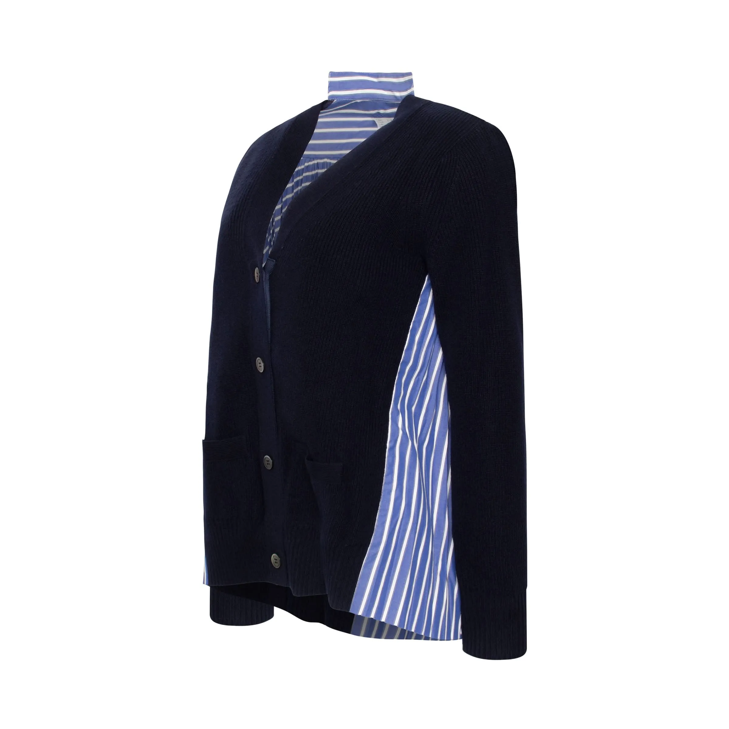 Pleated Back Cardigan in Navy