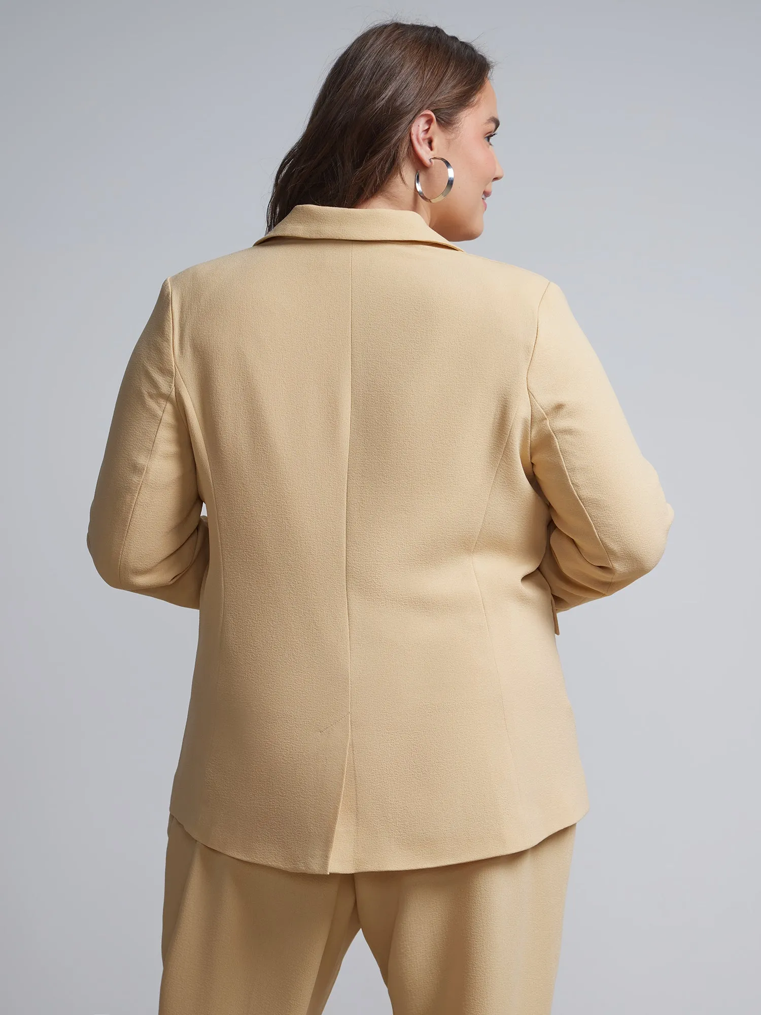 Plus Oversized Single-Button Crepe Blazer