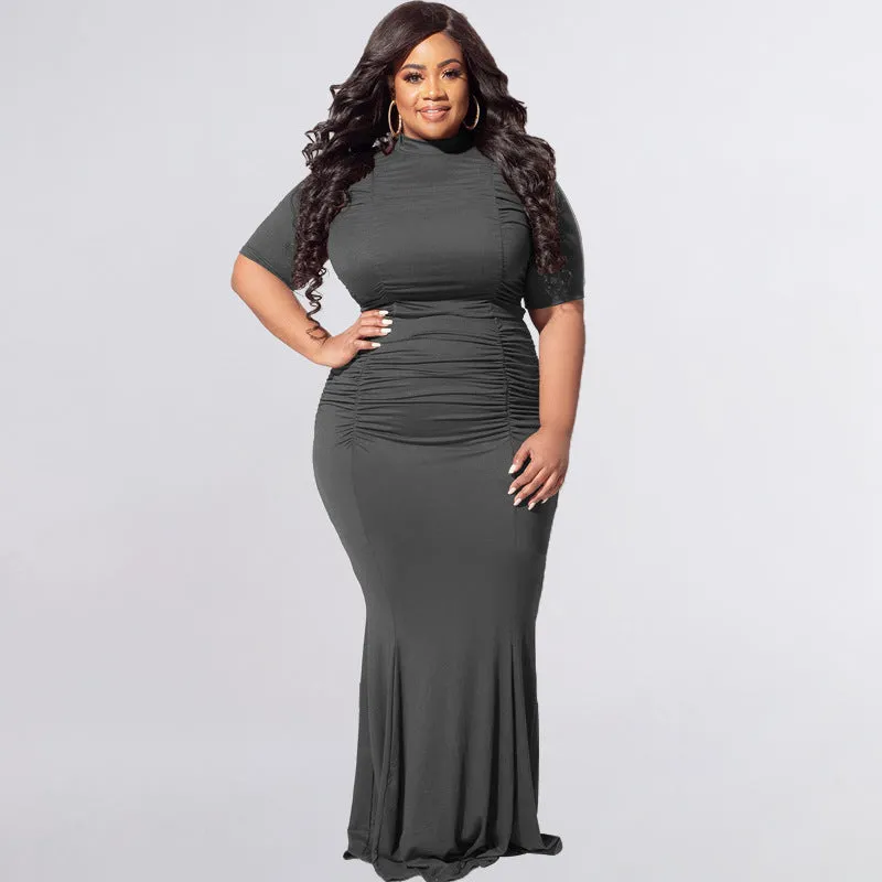 Plus Size Solid Color Short Sleeve Casual Two-Piece Suit Women Suit