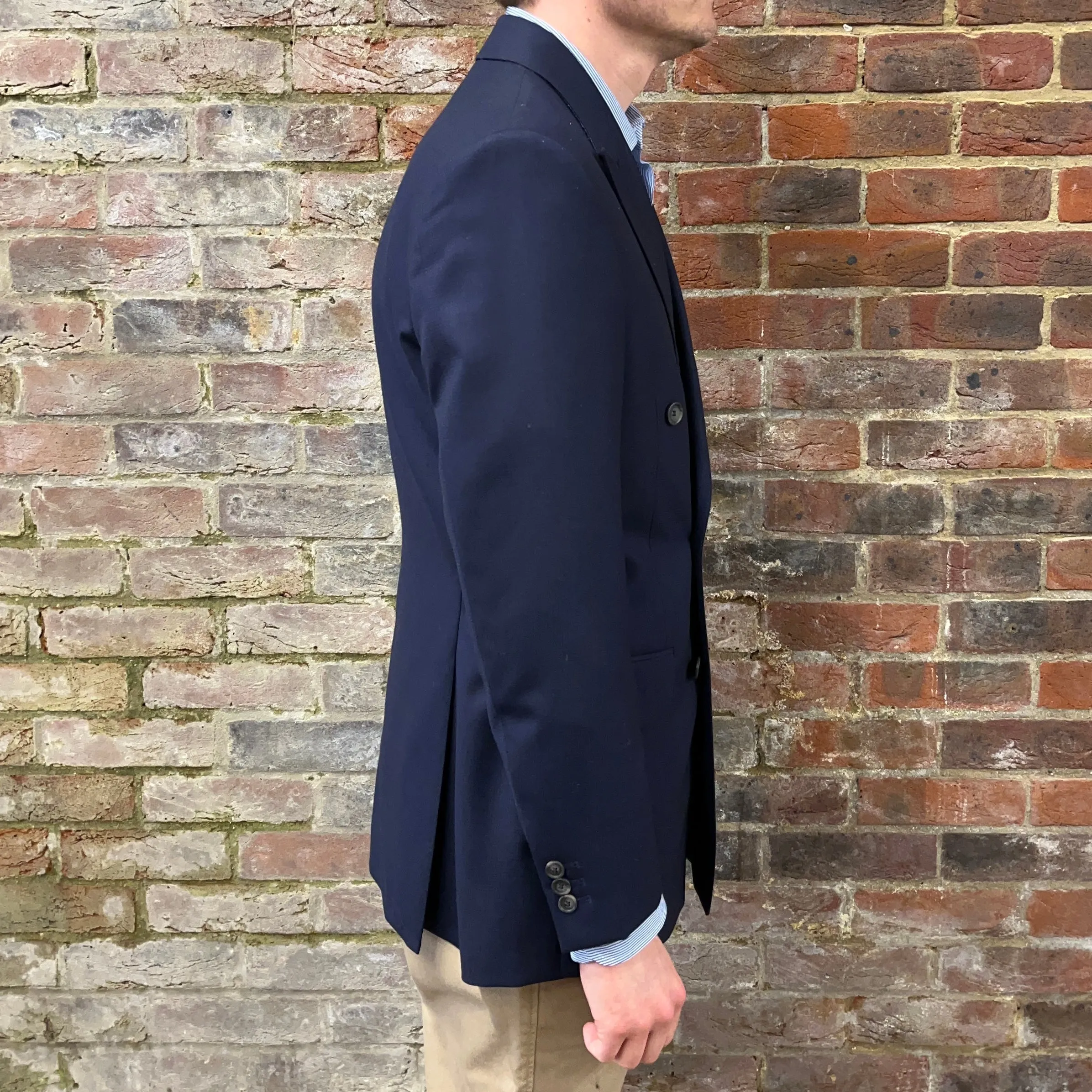 Regent - 'Thompson' Double-Breasted Jacket - Blue Wool 280g - Harrison's of Edinburgh