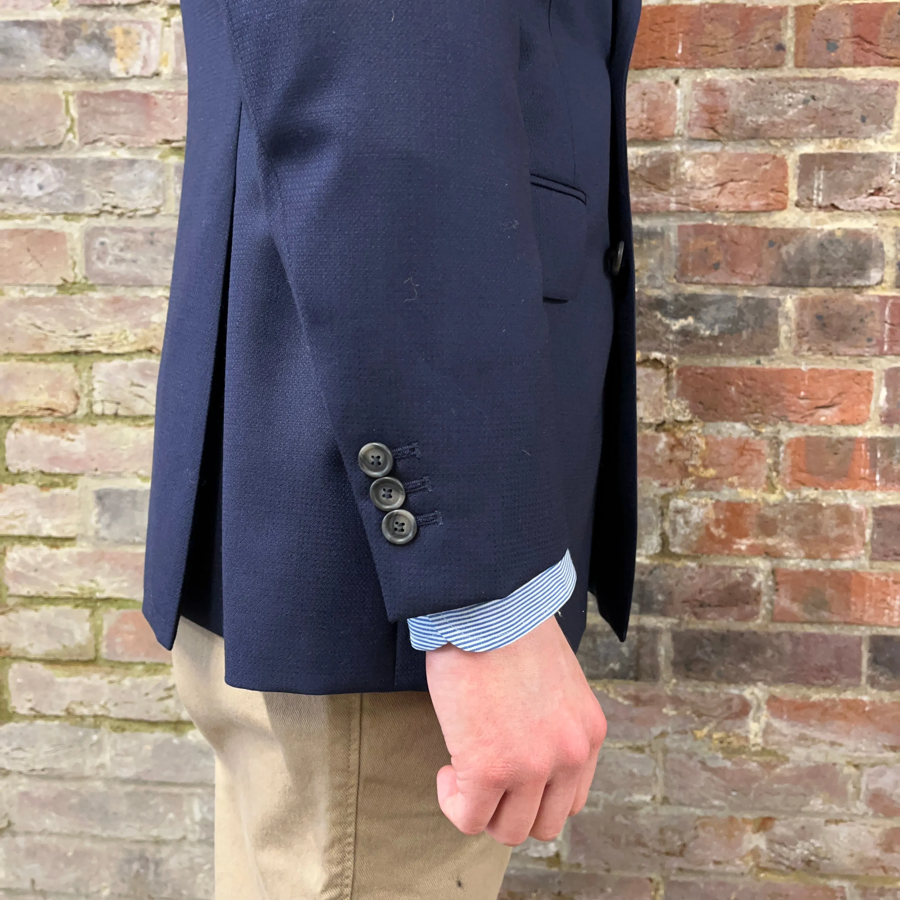 Regent - 'Thompson' Double-Breasted Jacket - Blue Wool 280g - Harrison's of Edinburgh