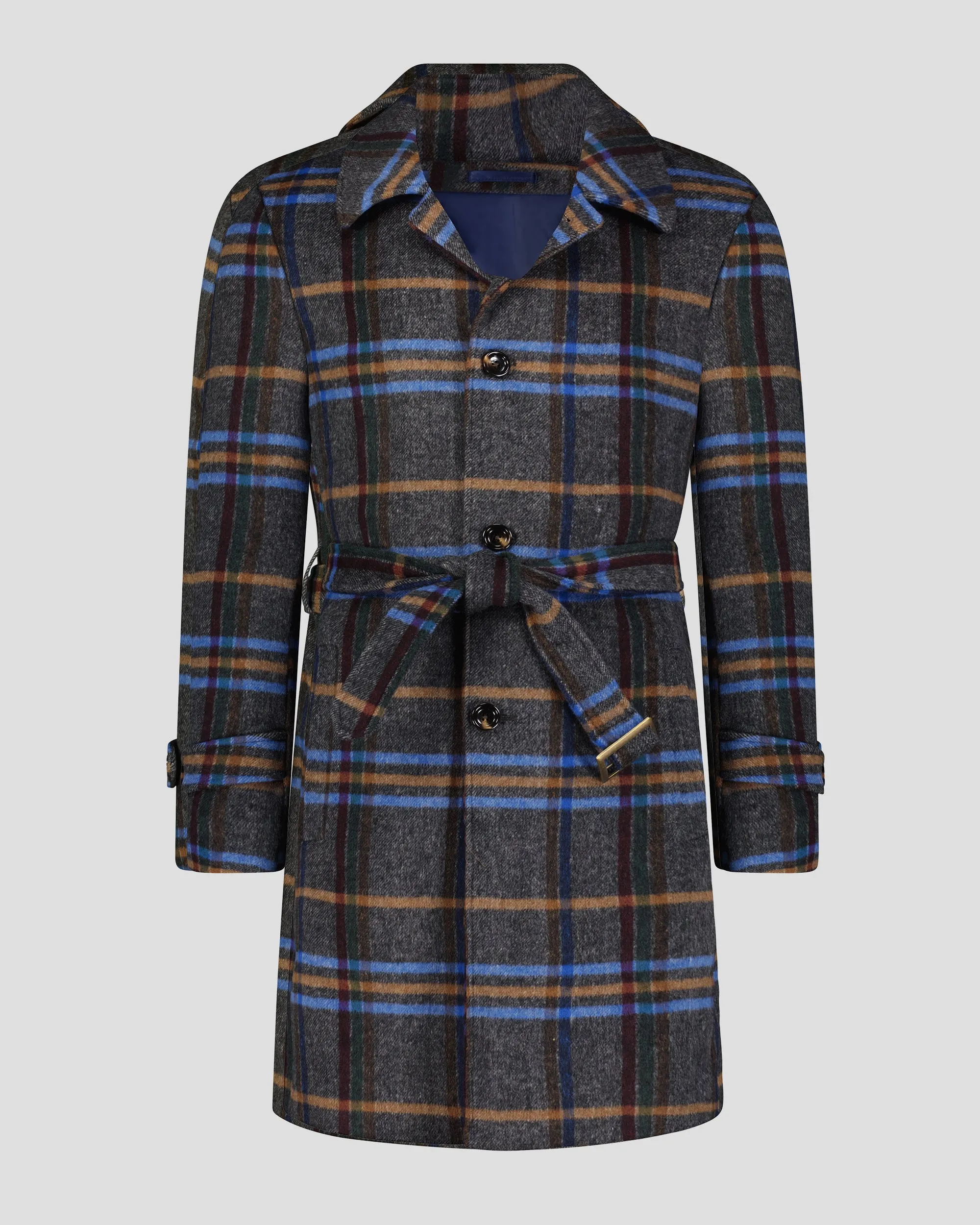 SG Car Coat – Silver   Blue Plaid