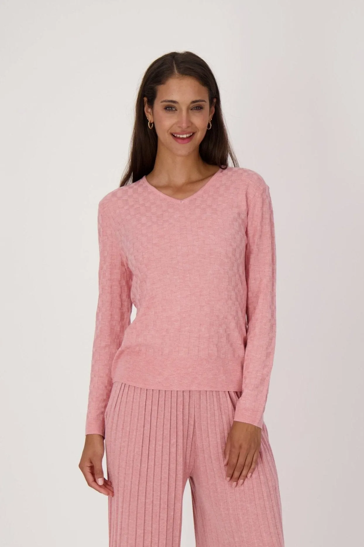 V-Neck Basket Weave Sweater