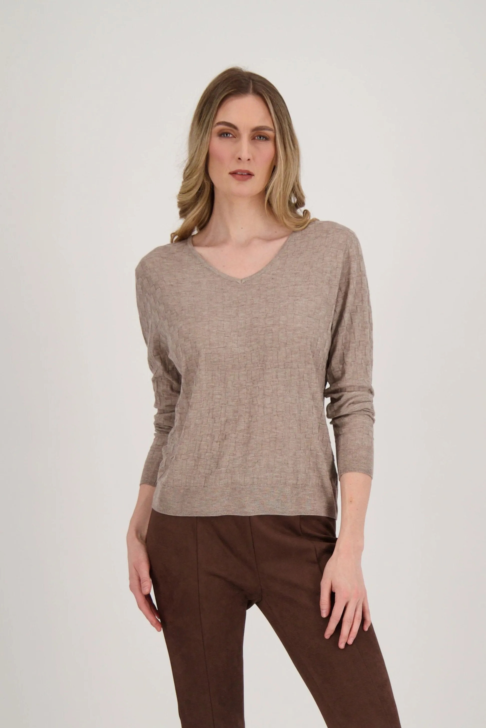 V-Neck Basket Weave Sweater