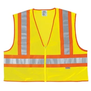 WCCL2LX4 MCR Poly,Mesh Safety Vest,4 1/2" Orange/Silver Stripe,LIME