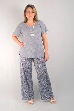 Wedgewood Print Wide Leg Jersey Palazzo Pants