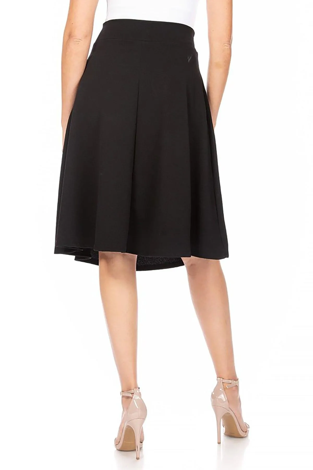 Women's Solid A-line Casual High Waist Bow Tie Belted A Line Midi Knee Length Skirts